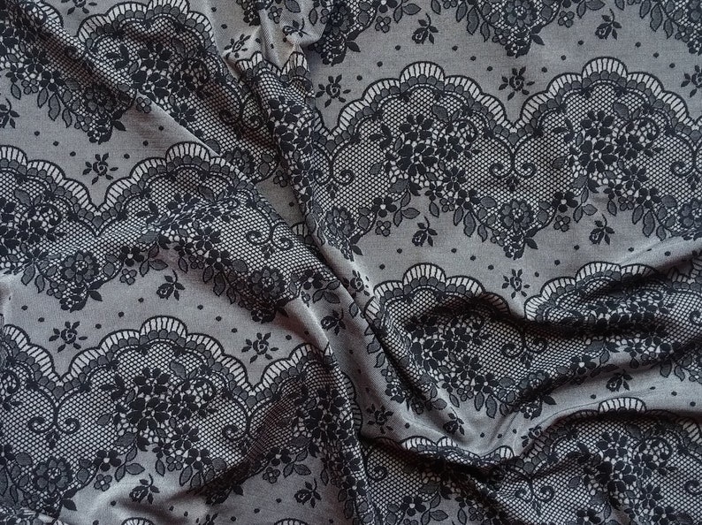 Gray Black Stretch Lace Fabric for lingerie Fabric per meter Fabric width 1.2 yd 1.1 m # F104