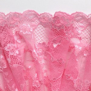 Rosa Stretch-Wäsche-Spitze breite elastische Spitzenborte, florale Jakobsmuschel-Rand-Spitze, Breite 17,5 cm, # 2083