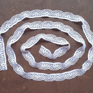 White Narrow Stretch Picot Elastic Bra Making Lace Doll Dress Lace, Width 0.7 inch / 1.8 cm, U115