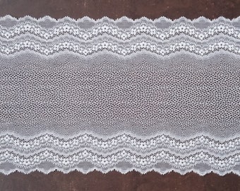 Light Pink Stretch Lace Wide Scalloped Lace, width 8.85 inch / 22.5 cm, # 1053
