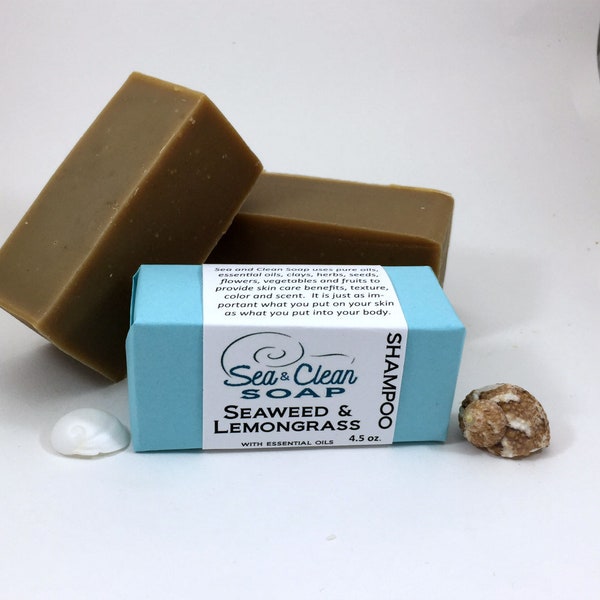 Shampoo Bar Seaweed and Lemongrass, Natural Hair Care for Oily Hair