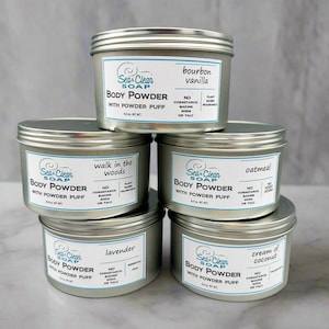Talc Free Body Powder with Puff: Essential Oils, Fragrance or Unscented