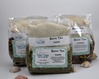 Bath Tea, Tub Tea, Made with Herbs Flowers Salt and Essential Oils, Made with Organic Ingredients,  Relaxing Bath, Gift for Women, Bath Soak