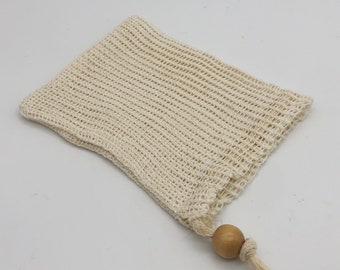 Soap Pouch, Ramie with Wooden Bead