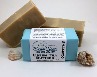 Green Tea Butters Shampoo Bar, Coconut and Palm Oil Free