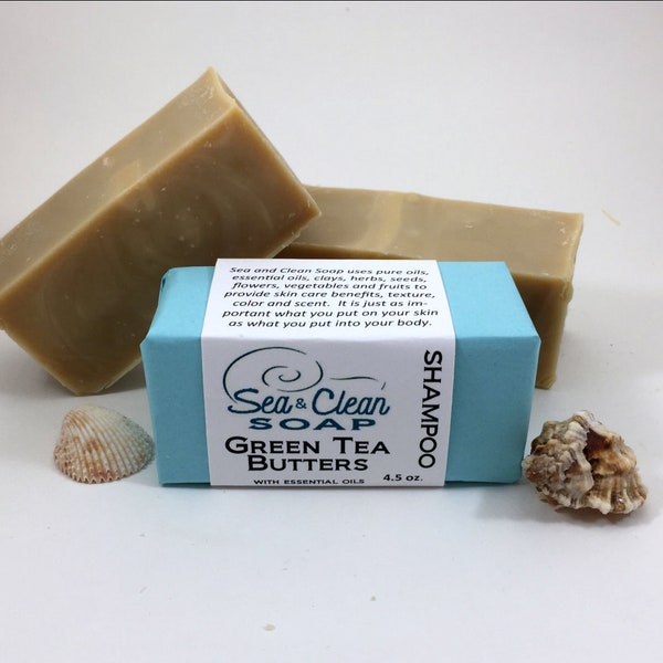 Green Tea Butters Shampoo Bar, Coconut and Palm Oil Free