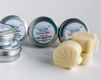 Lotion Bar for Dry Skin in a Reusable Screw Top Tin, Made with Essential Oils or Unscented