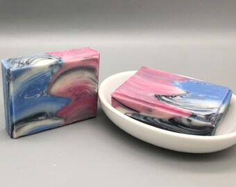 Pink and Blue Feathered Soap Bar, Made with Essential Oils