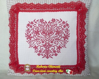 Cross Stitch pattern PDF, christmas heart, cross stitch chart pdf, cross stitch red heart, cross stitch Christmas cushion pillow