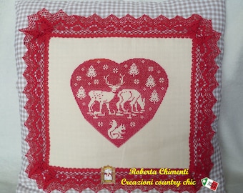 Cross Stitch pattern PDF, christmas heart, cross stitch chart pdf, cross stitch red heart, cross stitch Christmas cushion pillow