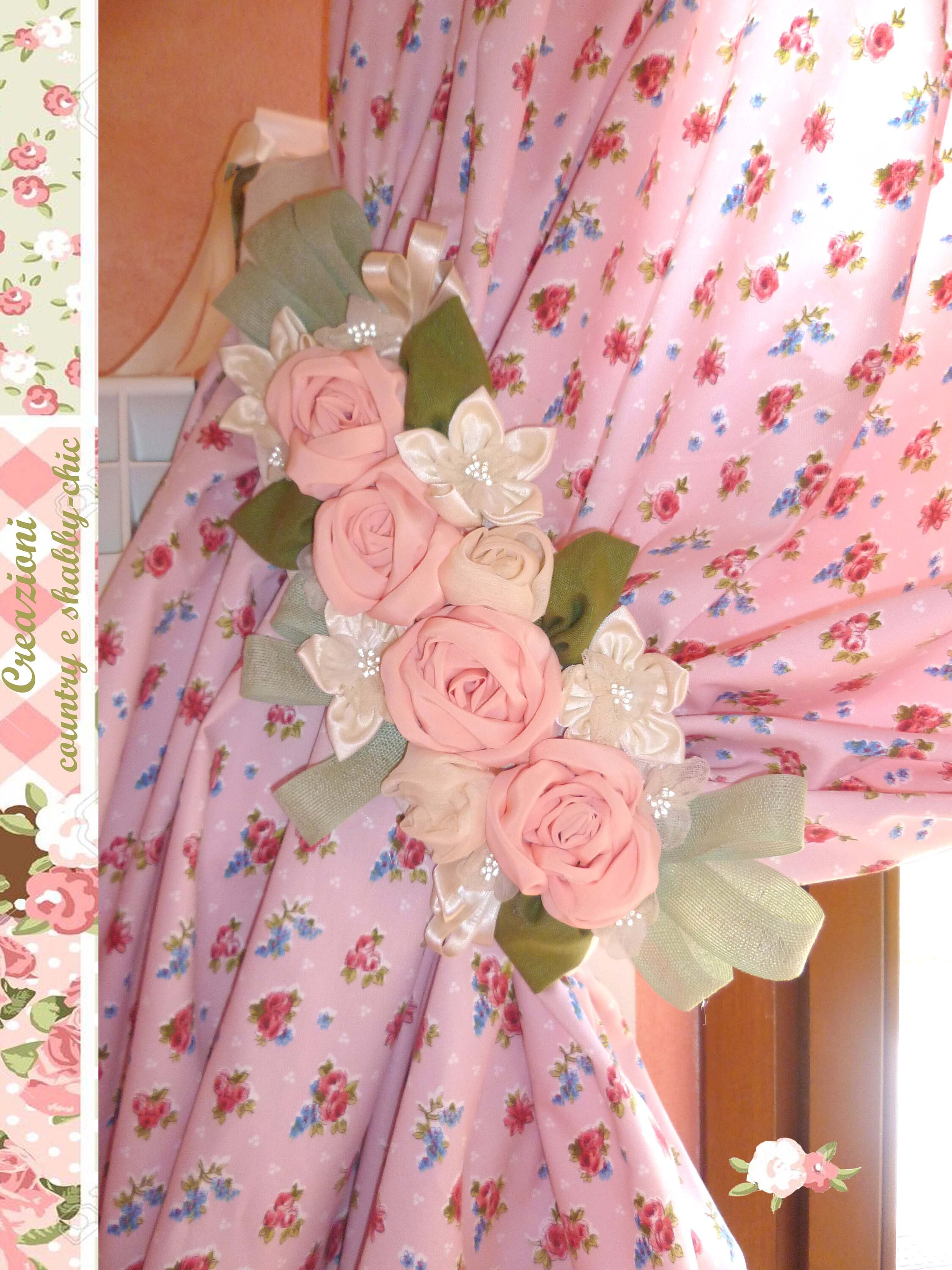 Roses Curtain Tie Backs LEFT Shabbychic Tieback Flowers Etsy