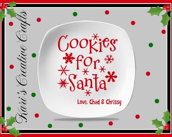 Cookies for Santa Plate, Custom Santa Plate, Christmas Plate, Decorative Holiday Plate, Christmas Eve Plate, Santa Plate