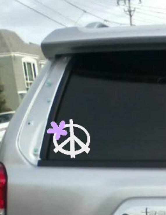 Peace Sign Car Decal Peace Sign With Flower Hand Peace - Etsy