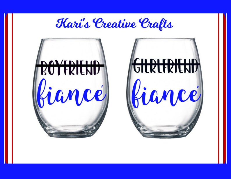 Engagement Wine Glasses Fiance Wine Glass Engagement Gift Etsy