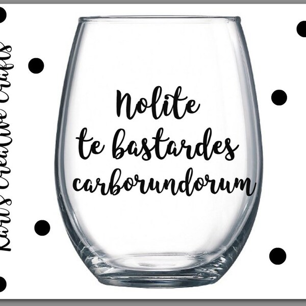 Nolite te Bastardes Carborundorum, A Handmaid's Tale, Don't Let the Bastards Grind You, Feminist Glass, Margaret Atwood Inspired, wine glass