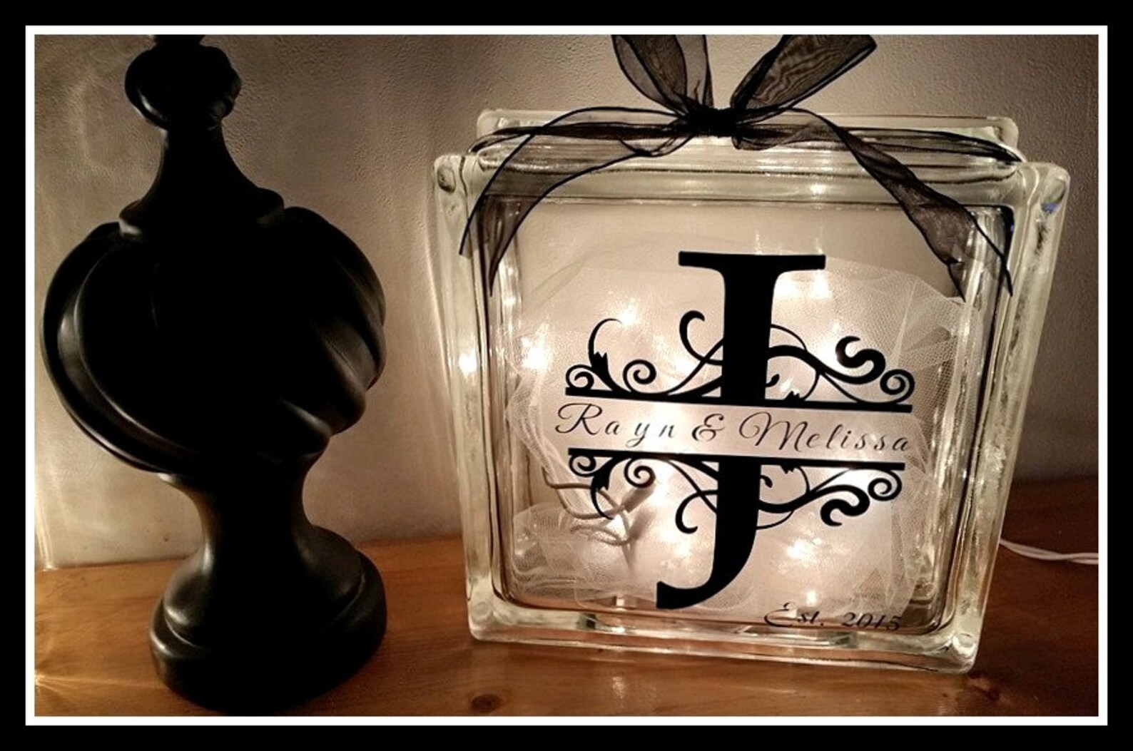 Glass Block Night Light Monogram Night Light 8 X 8 Glass Etsy