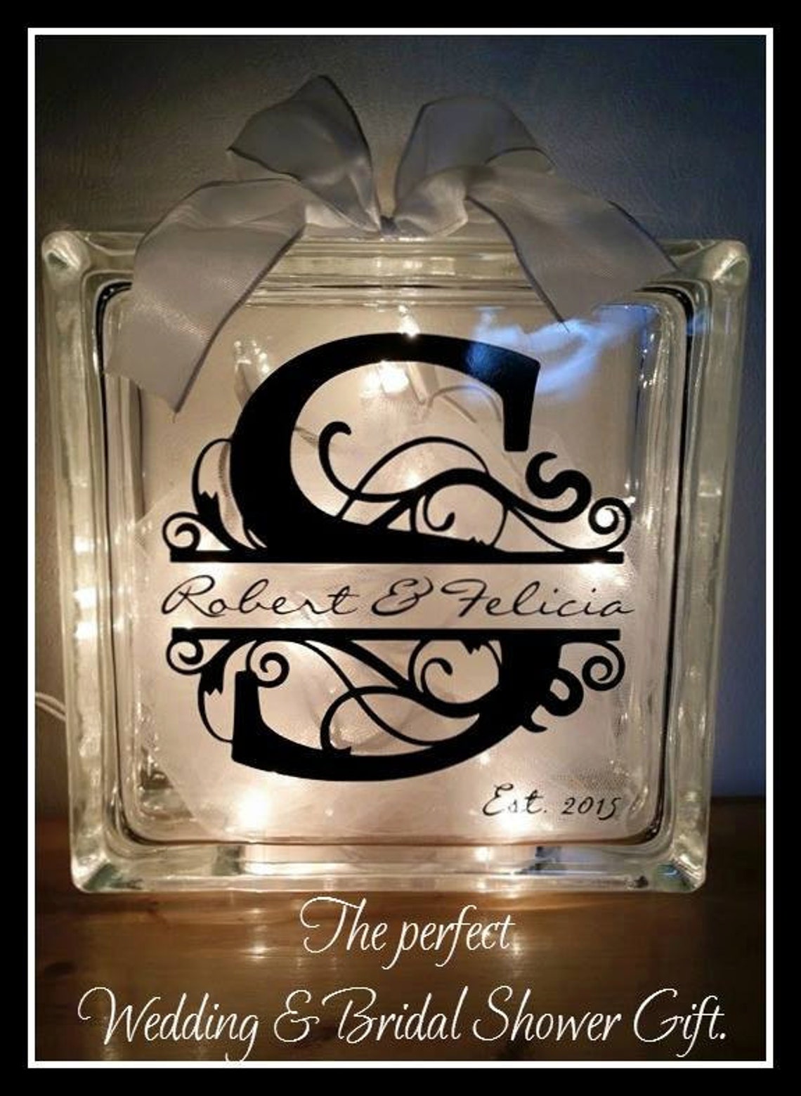 Glass Block Night Light Monogram Night Light 8 X 8 Glass Etsy
