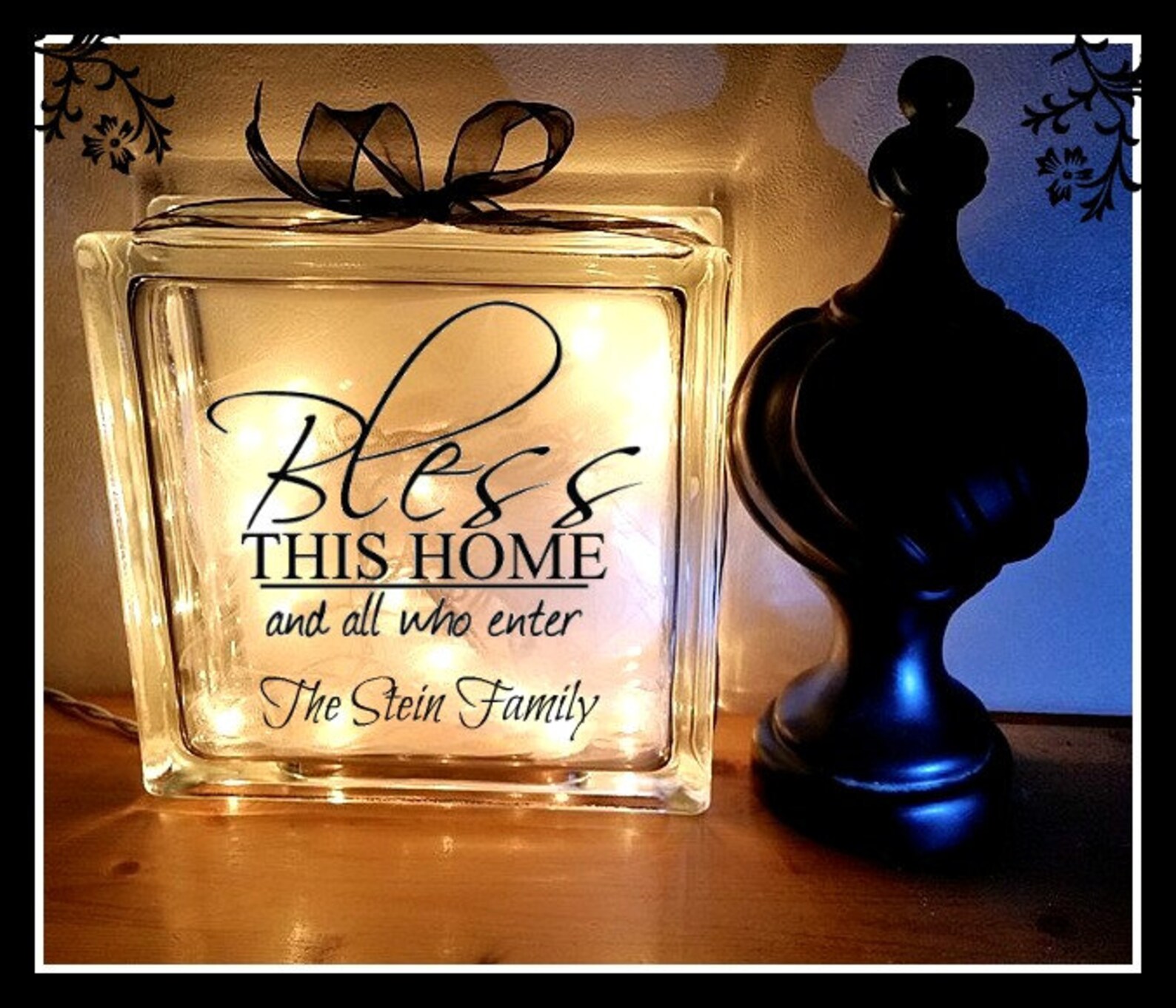 Bless this Home Glass Block Night Light Personalized Etsy