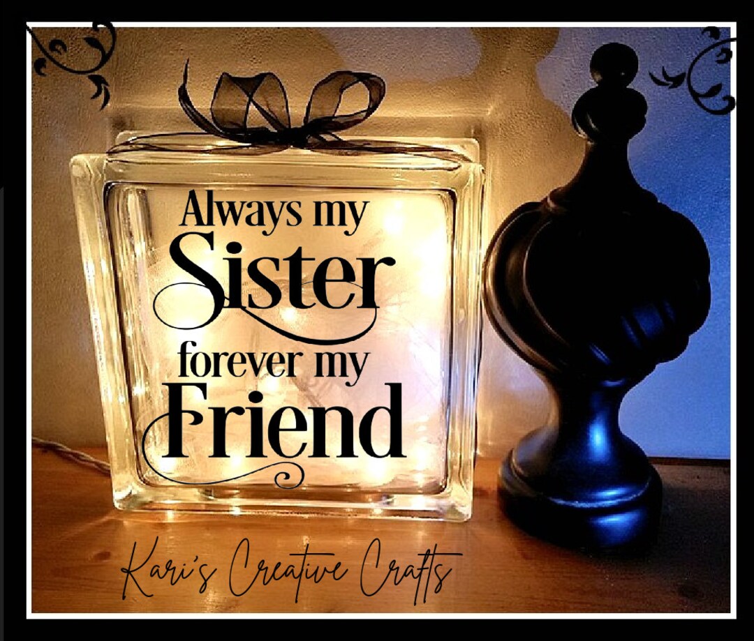 Sisters Glass Block Light, Sibling Gift, Night Light, Glass Block, Personalized Gift, Custom ...