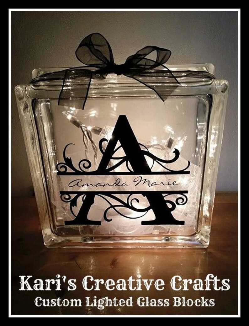 Glass Block Night Light Monogram Night Light 8 X 8 Glass Etsy