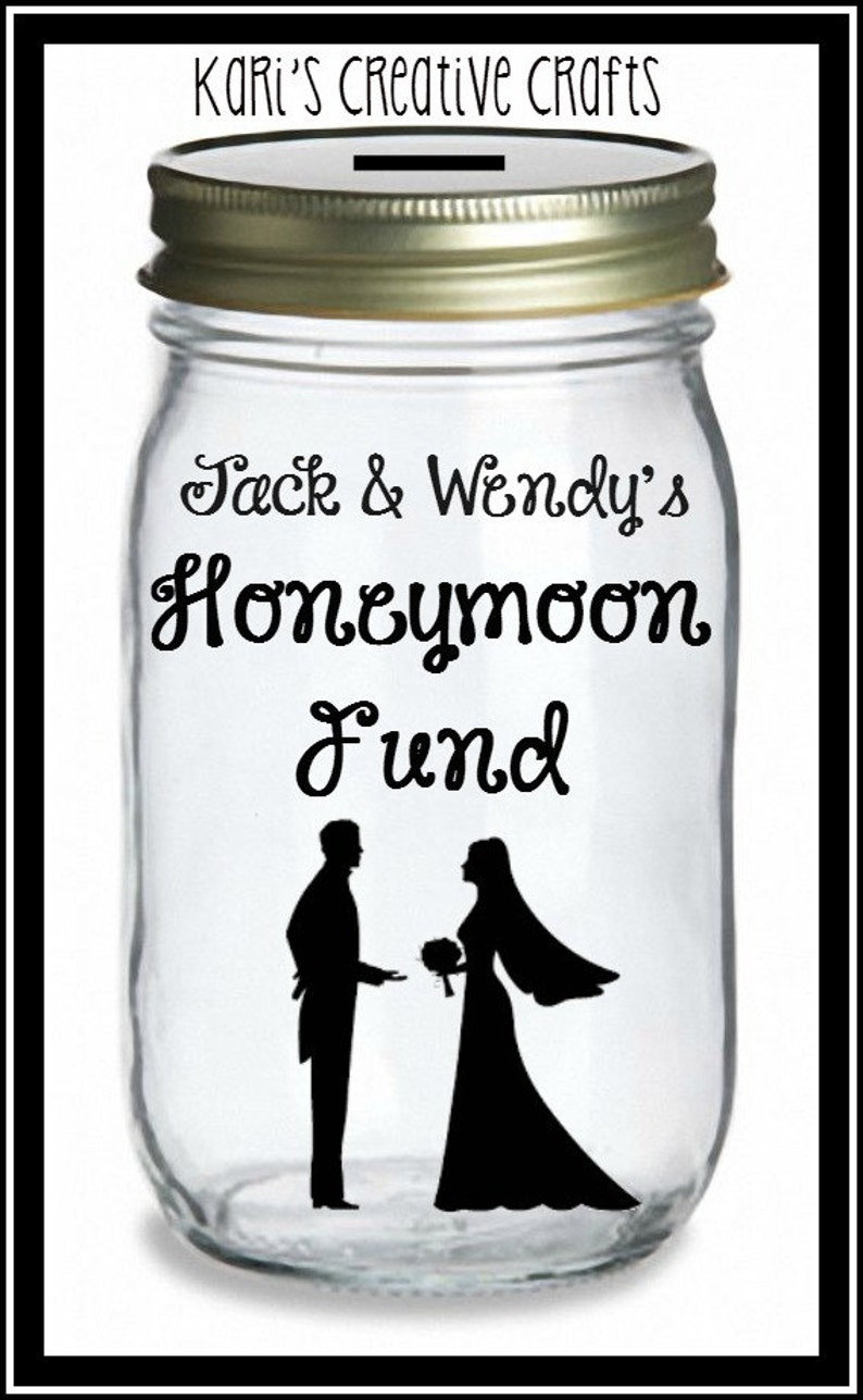 Wedding Fund or Honeymoon Bank Honeymoon Jar Wedding Savings Etsy