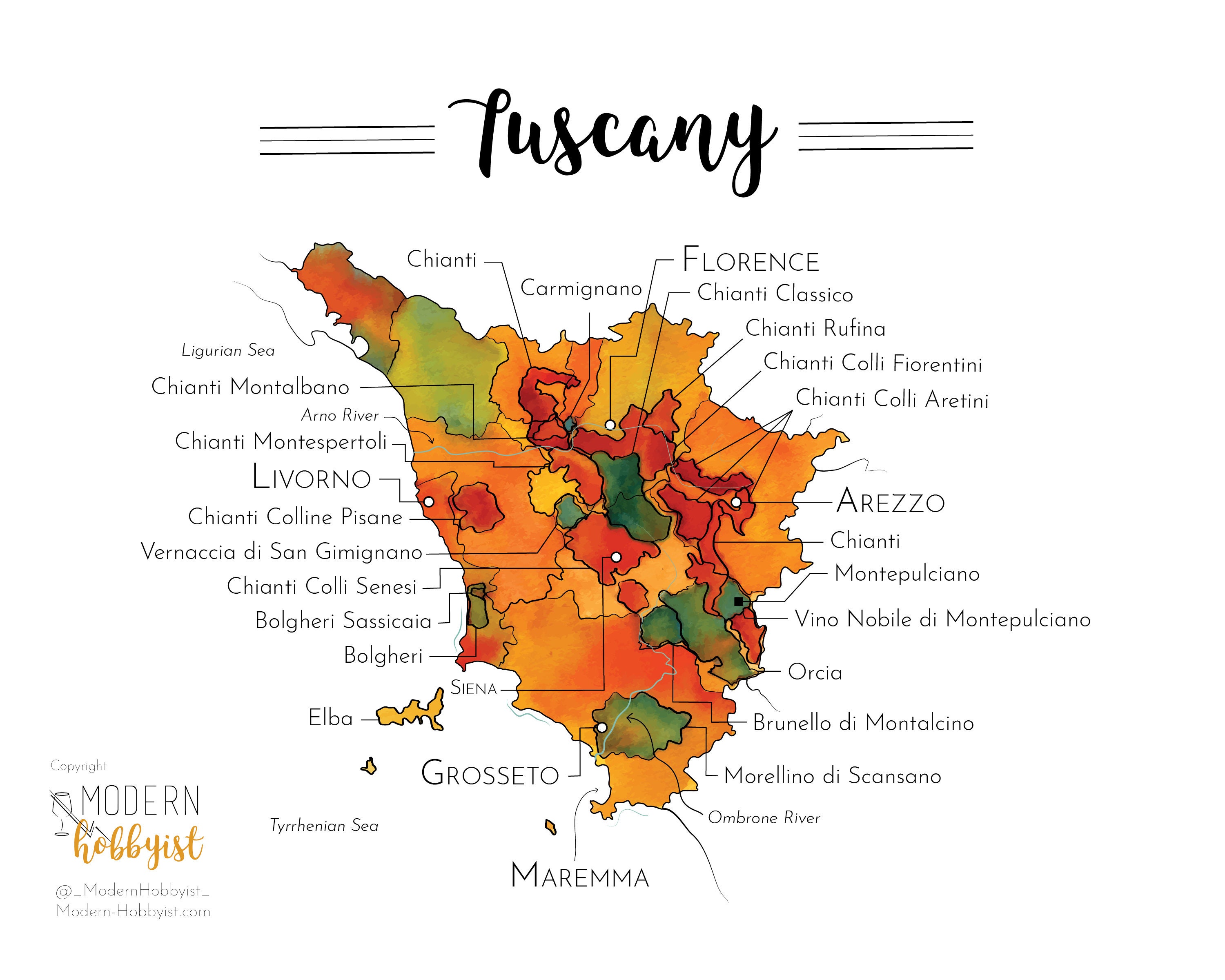 Tuscany Wine Map