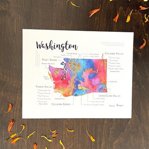 Wine Map of Washington, USA | Washington Wine Region Map | Watercolor Wine Map | Modern Hobbyist | Print