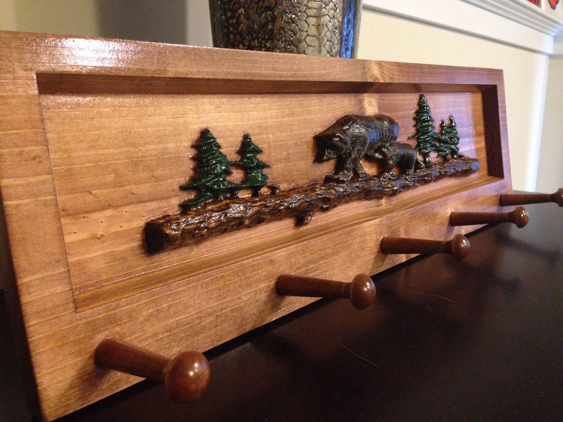 Bear Log and Tree Decorative Coat Rack Cabin Decor Mountain Etsy
