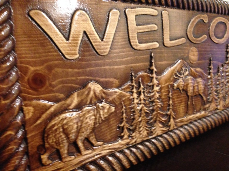 8 1/2 X 22 X 3/4 Wood Carved Welcome Sign - Etsy New Zealand