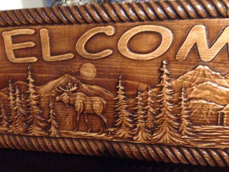 8 1/2 X 22 X 3/4 Wood Carved Welcome Sign - Etsy New Zealand