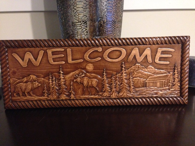 8 1/2 X 22 X 3/4 Wood Carved Welcome Sign - Etsy New Zealand