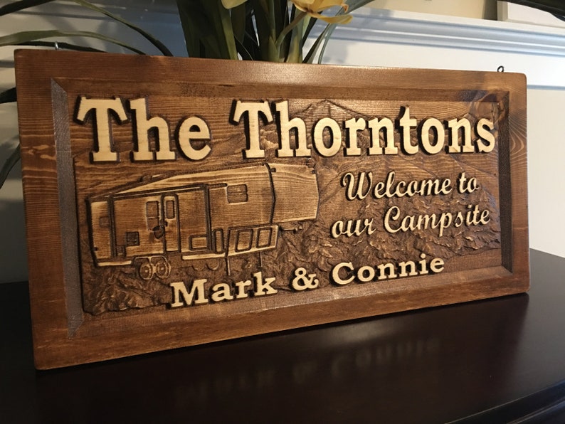 11 X 23 Wood Carved Camper Sign 7 Pattern Choices | Etsy UK