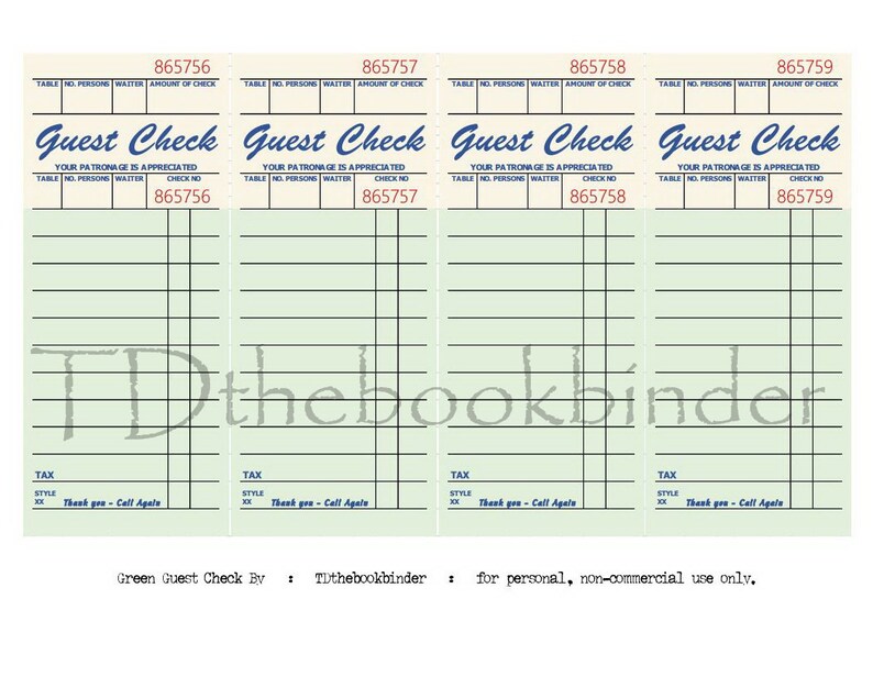 Guest Check Printables Etsy