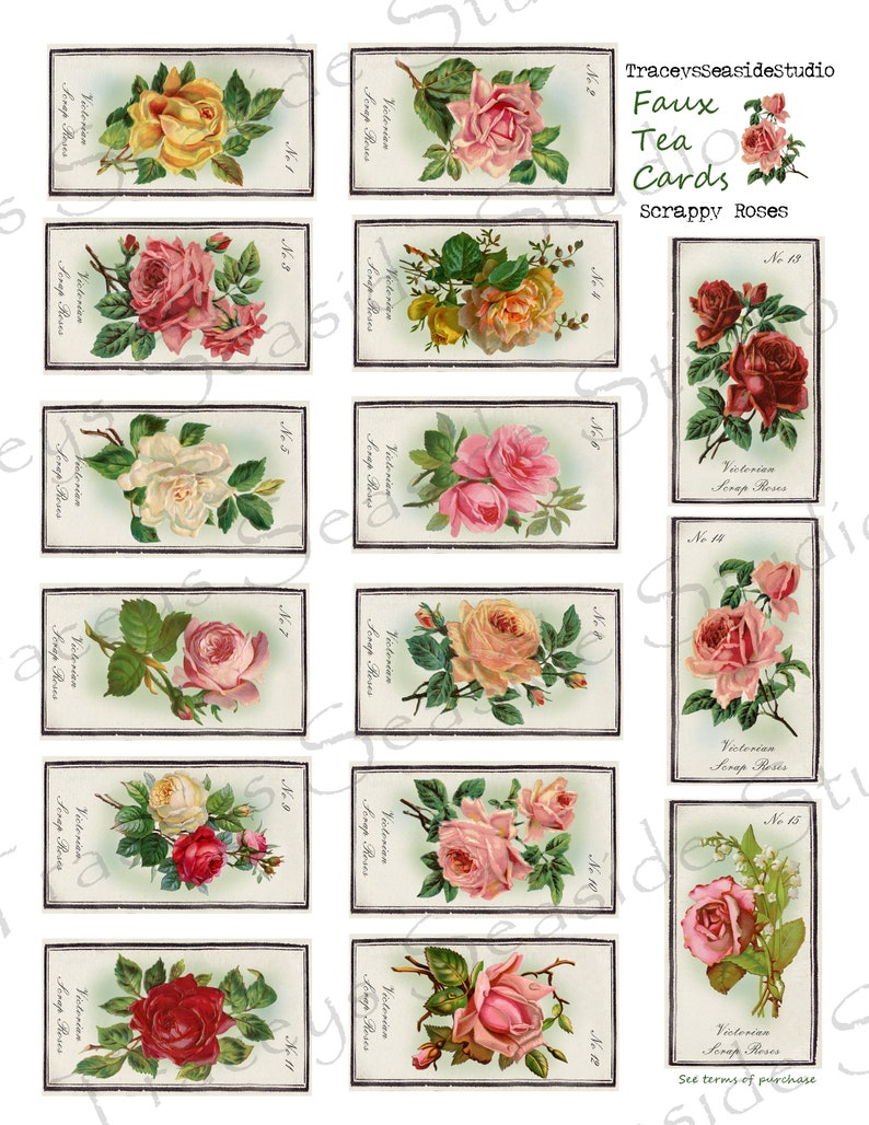 Download Scrap Roses Victorian Style Faux Tea Card Printables Fussy ...