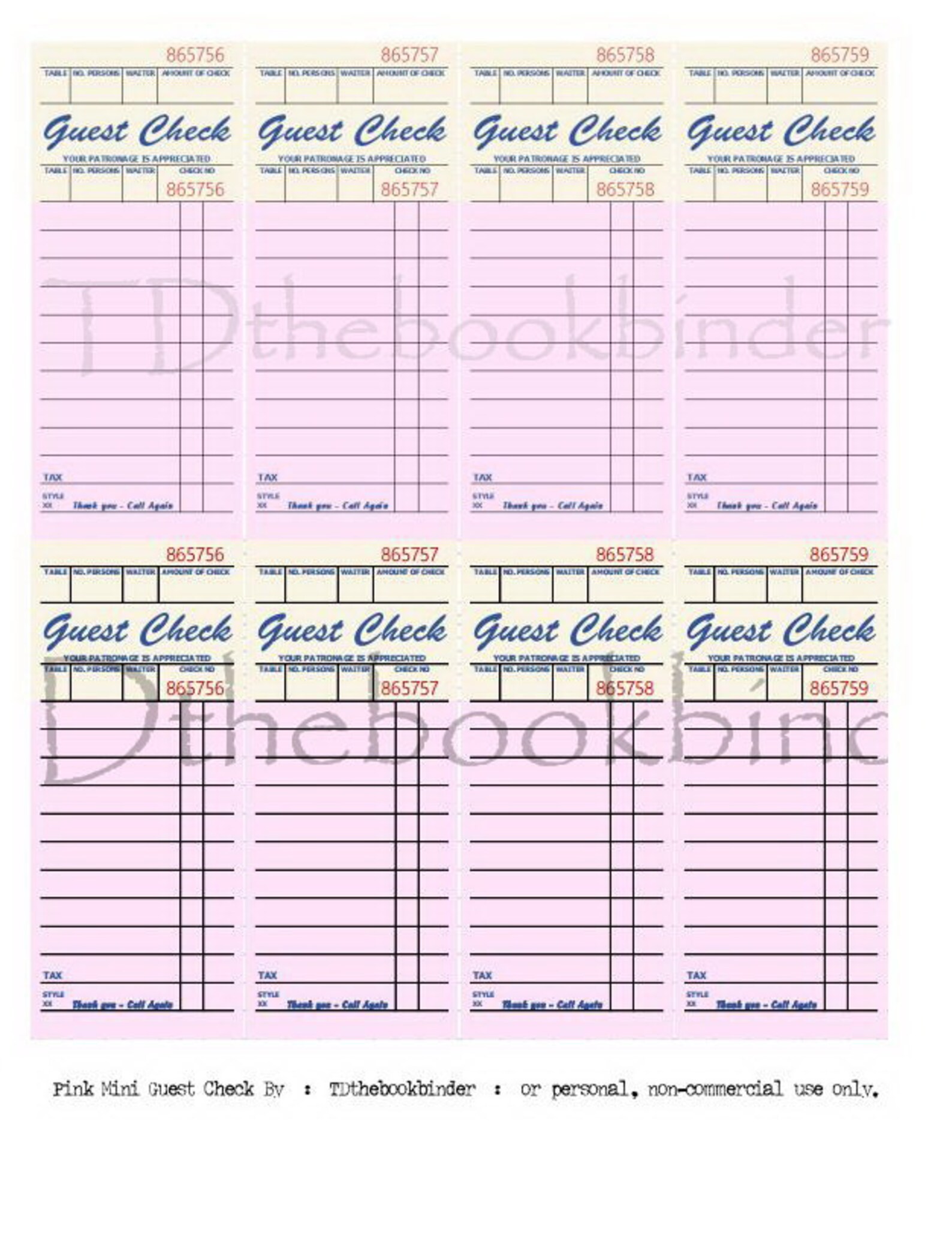 Guest Check Printables | Etsy