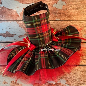 Christmas Dog Dress _ Traditional Plaid with Glitter Christmas Dog Dress _ Dog Clothes _ Kim's Posh Pets  _ Christmas Xmas