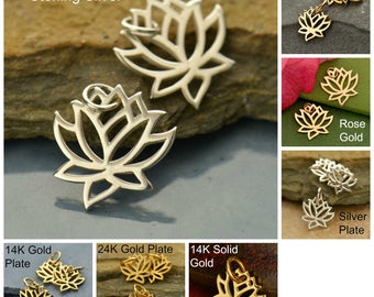Small Silver Lotus Rose Gold Lotus Bronze Lotus Charm Lotus Charm Small Lotus Charm Silver Lotus Charm Tiny Lotus Sterling Silver