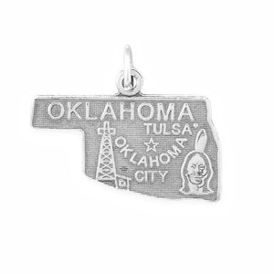 Oxidized Silver Oklahoma State Charm, Sterling Silver, Silver Oklahoma, Silver State Charm, OK State, Sooner State, State Jewelry