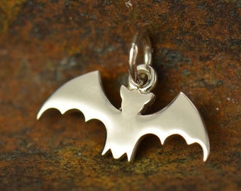 Sterling Silver Bat Charm, Halloween Gifts, Boyfriend Gift, Halloween Charms, Bat Pendant, Bat Necklace, Vampire Bat, Vampire Jewelry,