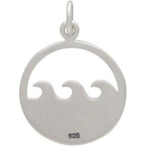 May include: Silver charm in the shape of a circle with three waves cut out of the center. The back of the charm is stamped with "925".
