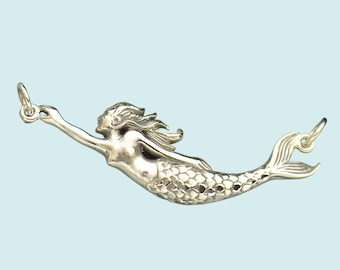 Sterling Silver Mermaid Pendant, 18th Birthday Gift, Best Friend Gift, Mermaid Jewelry, Mermaid Charm, Ocean Charms, Mermaid Necklace,