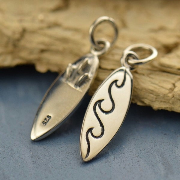Sterling Silver Surfboard Charm Surfboard Jewelry Silver Etsy