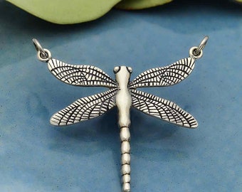 Sterling Silver Dragonfly Pendant, Dragonfly Charm, Nature Lover Gift, Insect Jewelry, Boho Pendant, Bug Pendant, Insect Necklace
