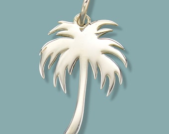 Sterling Silver Large Palm Tree, Palm Tree Charm, Cutout Palm Tree, Flat Plate Palm, Silver Palm Tree, Palm Tree Jewelry,