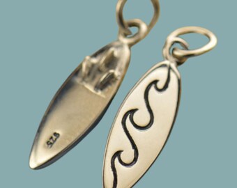 Sterlng Surfng Charm Necklace Slver Surfer Pendant and - Etsy