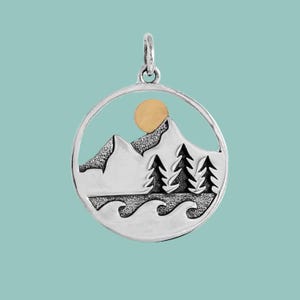 Sterling Silver Nature Pendant | Mountain & Trees Necklace | Scenic Wave Design | Eco-Friendly Jewelry | Gift for Her | Nature Lover Gift