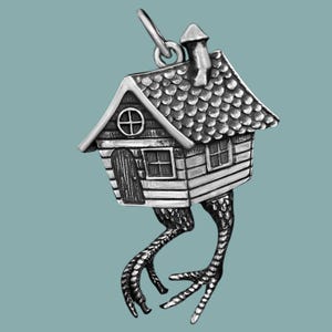 Sterling Silver Baba Yaga House Charm | Witch House Charm | Fantasy Charm | Halloween Jewelry | Baba Yaga Jewelry | Halloween Necklace