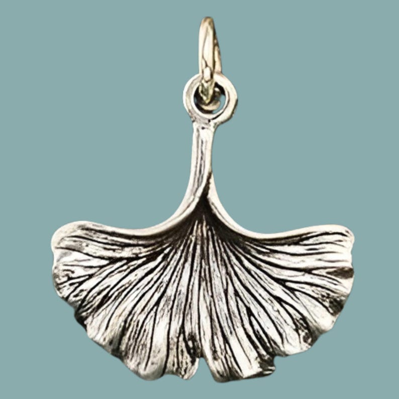 Ginkgo Leaf Charm: Botanical Nature Jewelry Sterling Silver
