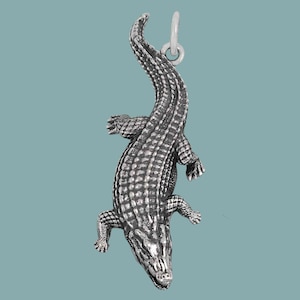 Sterling Silver Alligator Pendant | Reptile Jewelry | Alligator Necklace | Reptile Charm | Animal Charm Necklace | Alligator Jewelry