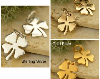 Sterling Silver Four Leaf Lucky Clover, Clover Charm, Lucky Charm, Four Leaf Clover, Silver Clover Charm, Good Luck Charm, Silver Luck